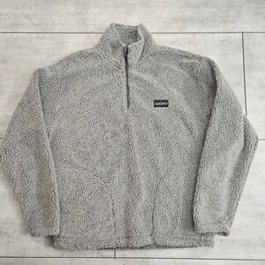 Quiksilver Bogong Mens Grey Sherpa Fleece Quarter Zip Pullover Sweater Large